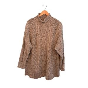 Vintage Express Tricot Handknitted Cable Knit Sweater Gray Angora Blend L